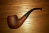 Estate merschaum lined leather covered bent billiard. Made in Denmark.